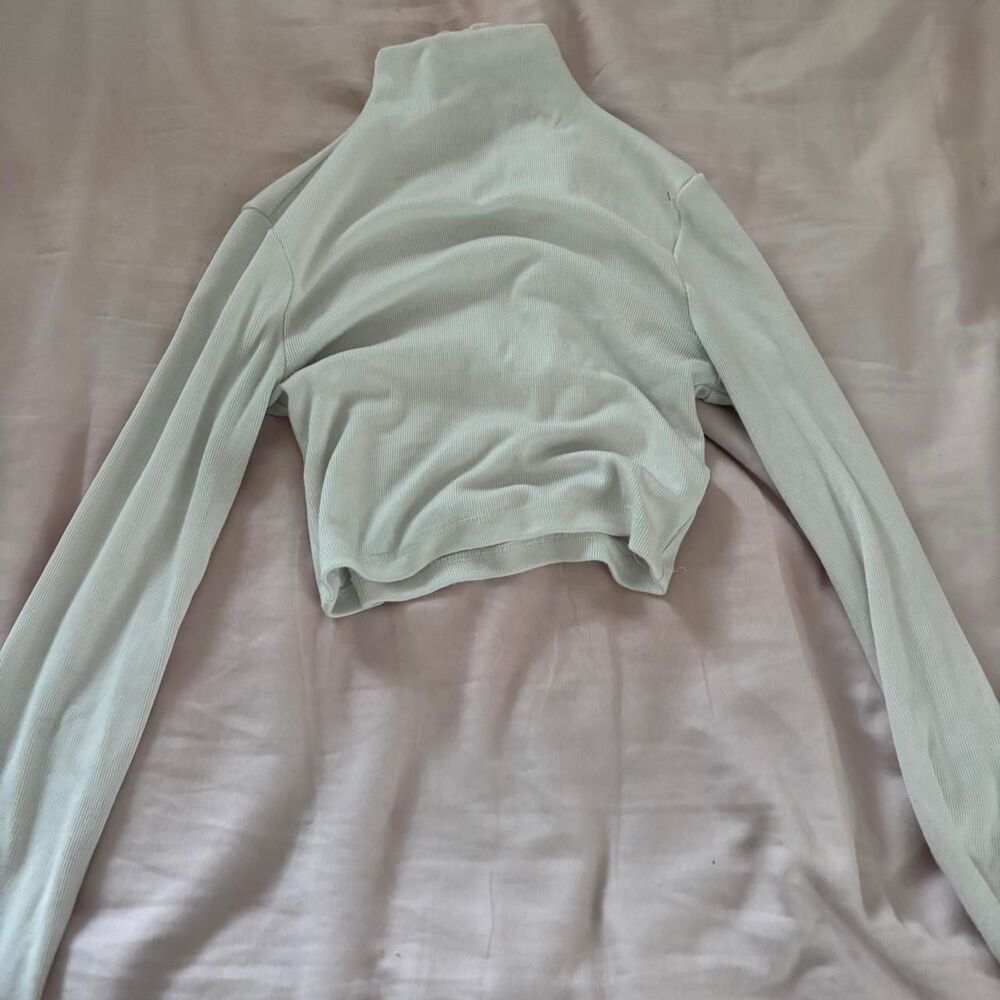 PRINCESS POLLY Long Sleeve Small Women's White Cozy Turtleneck Crop Top